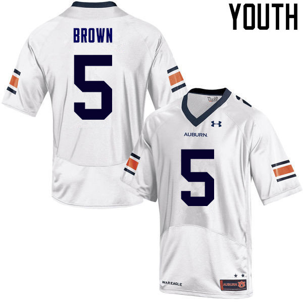 Youth Auburn Tigers #5 Derrick Brown White College Stitched Football Jersey
